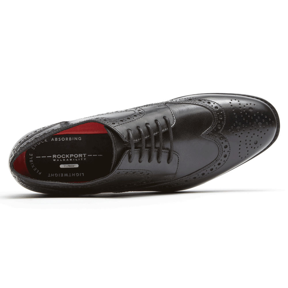 Zapatos Con Cordones Rockport Hombre Mexico - Style Purpose Wingtip Negros - KQMNY8463